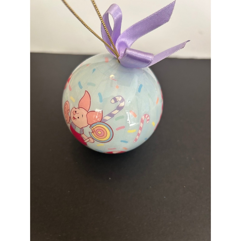 Christmas Ornament Holiday Light Blue Piglet Candy Cane Lollipop Ribbon Disney